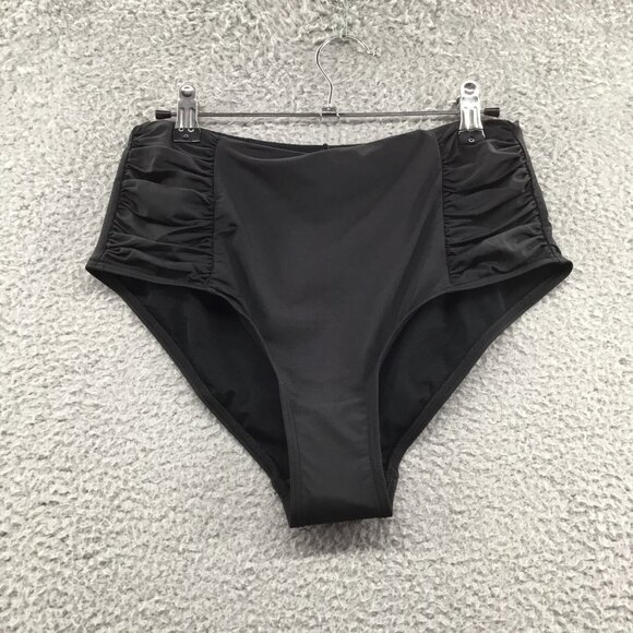 Sea Level Swim High Waist Gathered Side Swim Bottoms Black 8 - Picture 2 of 5